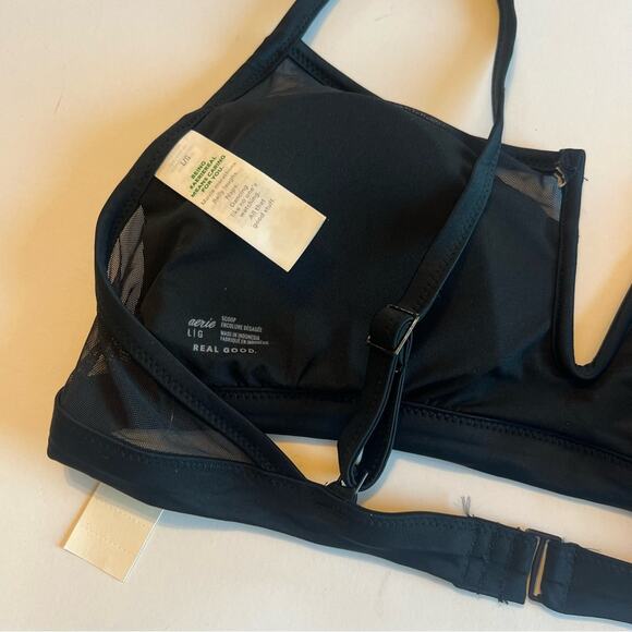 Aerie Scoop Mesh Black Swim Top - Picture 3 of 4